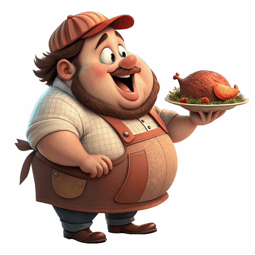 Monsieur heureux avec poulet